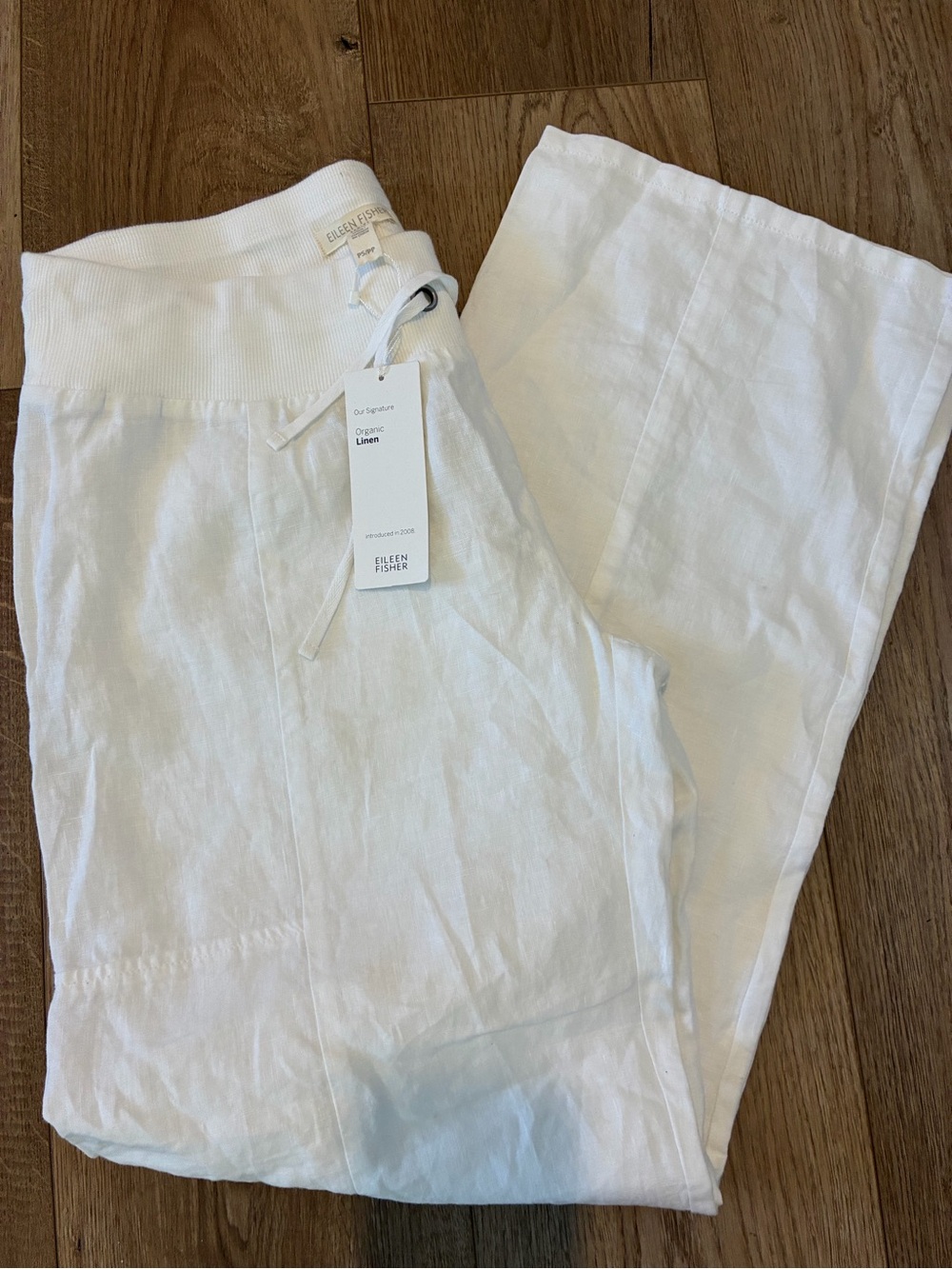 Eileen Women’s Fisher White Organic Linen Pull-On pants Small petite